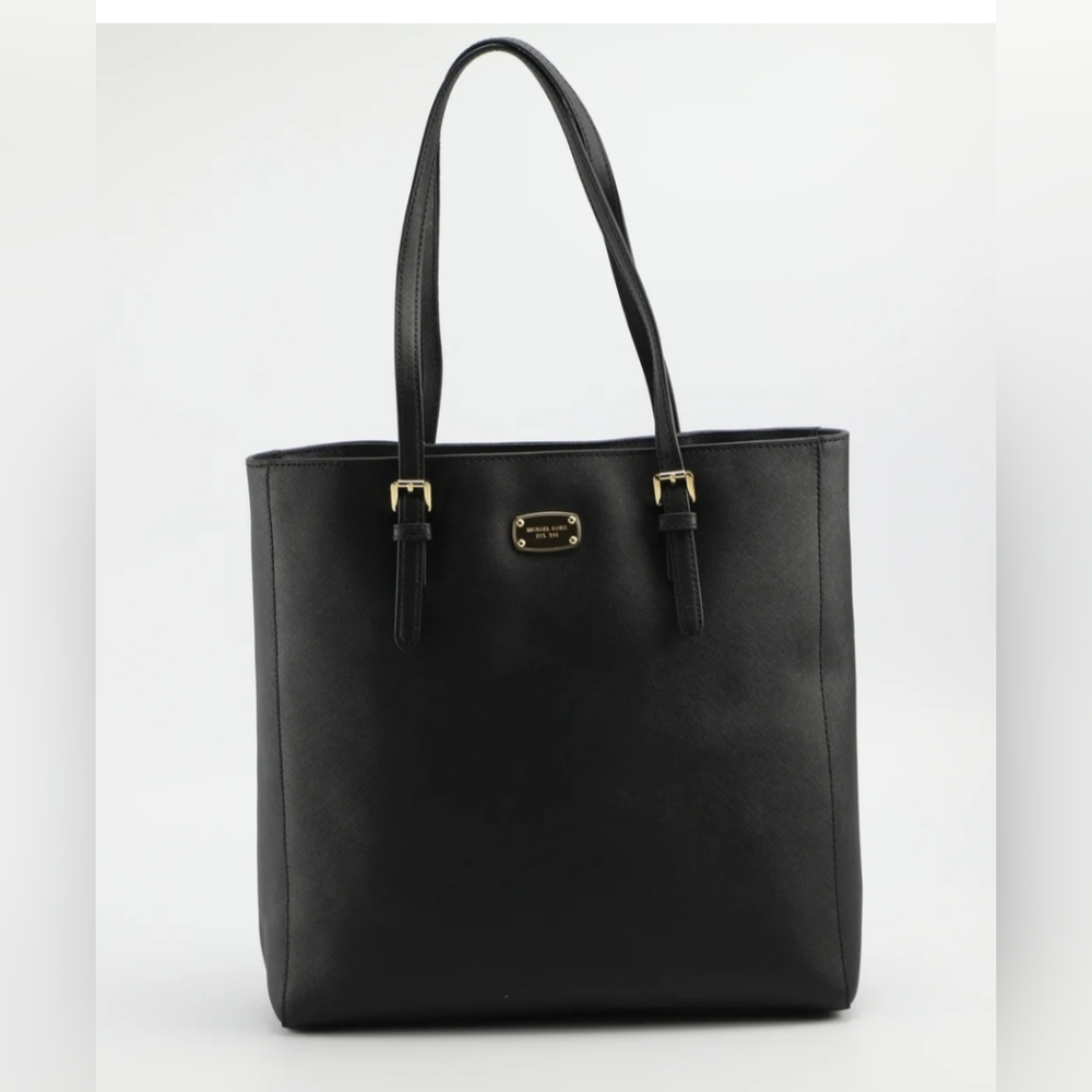 Michael Kors Jet Set Travel Tote Shopper Bag Black Saffiano Leather Medium